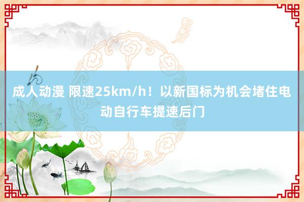 成人动漫 限速25km/h！以新国标为机会堵住电动自行车提速后门